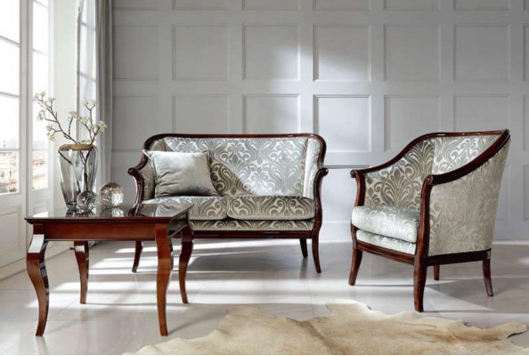 Tweezits luxe bankstel 2-zits stof Grijs Woonkamer Klassiek Polyester Bruin   Tweezits luxe bankstel 2-zits stof Grijs Woonkamer Klassiek Polyester Bruin