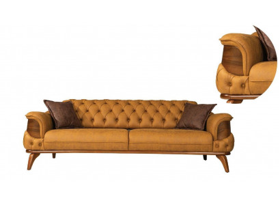 Driepersoons leren bankstel banken bankstellen luxe bank Chesterfield West-USA geel