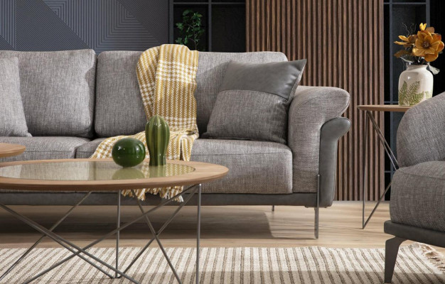 Italiaanse stijl 2x salontafels rond luxe bruin woonkamer tafel