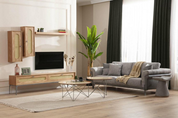 Italiaanse stijl 2x salontafels rond luxe bruin woonkamer tafel
