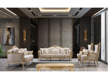 Chesterfield Barok bankstel Klassieke woonkamer meubels Compleet set 5-delig