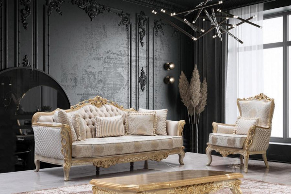 Chesterfield Barok bankstel Klassieke woonkamer meubels Compleet set 5-delig