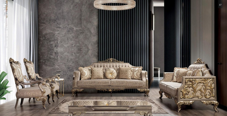 Sofaset 3+3+1+1 Zitsbank Salontafel Klassieke Designer Luxe Woonkamerset