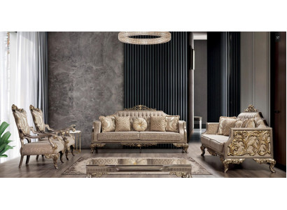 Sofaset 3+3+1+1 Zitsbank Salontafel Klassieke Designer Luxe Woonkamerset