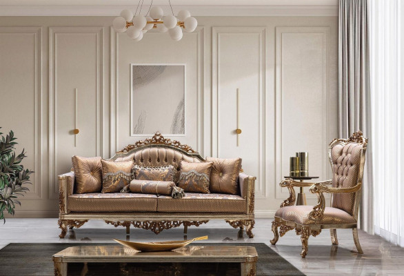 Sofa Set 3+1 Zits Gouden salontafel Bankstel Woonkamer Luxe Nieuw