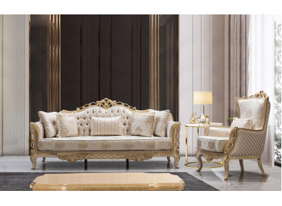 Bankstel 3+1 bank fauteuil woonkamer luxe bankstel textiel nieuw