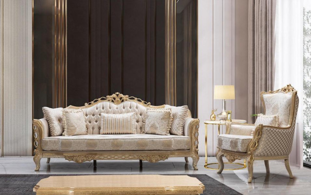 Bankstel 3-zits woonkamer bank klassiek design luxe bankstel textiel nieuw