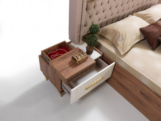 Slaapkamer Bed 2x Nachtkastjes 5-delige Set Compleet Design Meubels Luxe