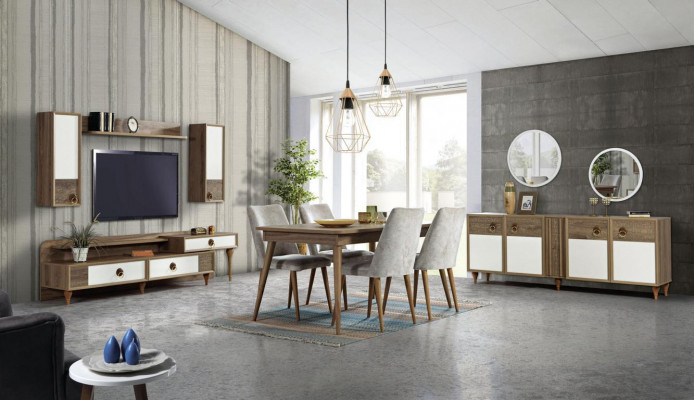 Eetkamer compleet set tafel 4x stoelen eetgroep houten tafel tafels 12-delig