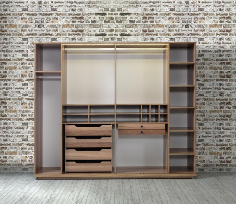 Transparante kledingkast meubels luxe design inrichting slaapkamer