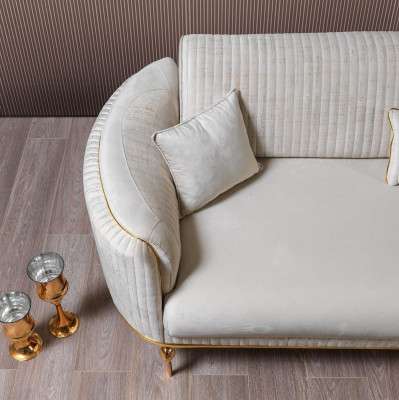 Bankstel 3-zitter Designerbank Bank Stoffbanken Textiel Wit Modern Driepersoons