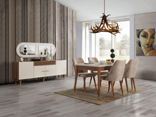 Eetkamer Design Meubelen Modern Tafel 4x Stoelen 5-delige Set Nieuw