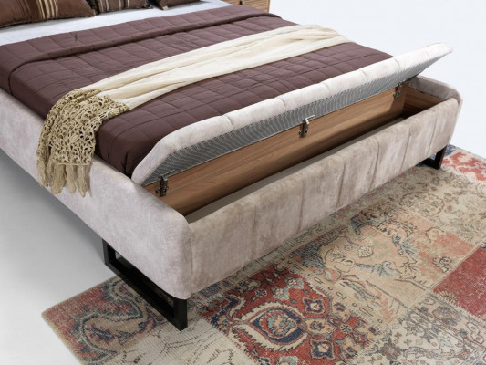 Bed Dubbel bed Meubels Inrichting Slaapkamer Ontwerp Stof Textiel Nieuw