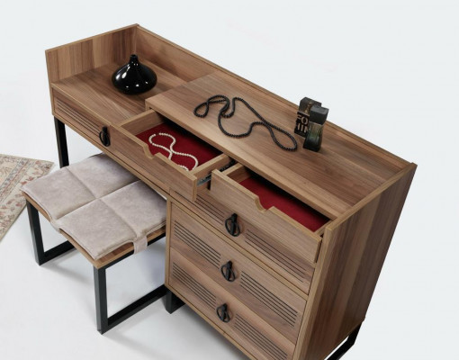 Slaapkamer spiegel dressoir hout modern design luxe bruin nieuw