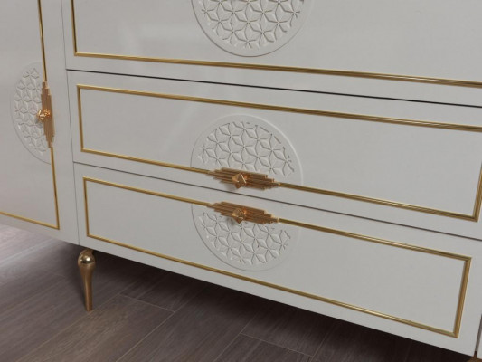 Woonkamerset dressoir met 2x spiegelset hout 3-delig wit dressoir  Woonkamerset dressoir met 2x spiegelset hout 3-delig wit dressoir