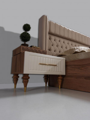 Slaapkamer nachtkastjes Materiaal Hout Stijl Meubels Bruin Nieuw Luxe