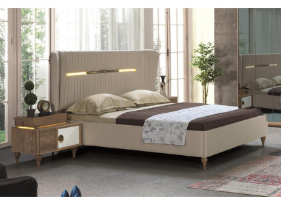 Slaapkamer nachtkastje bijzettafel ontwerp modern nieuw bruin hout