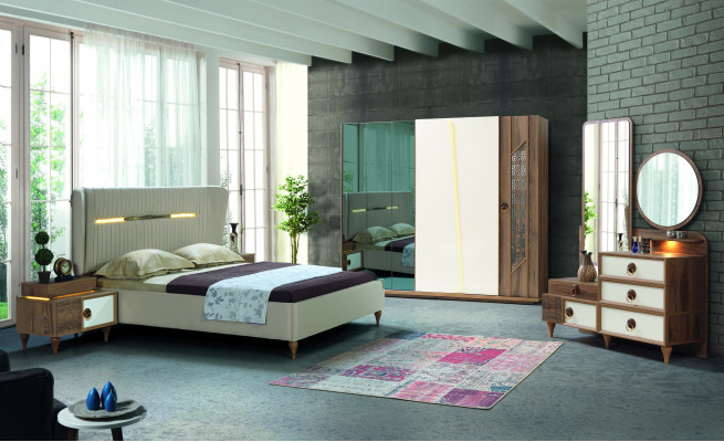 Slaapkamer nachtkastje bijzettafel ontwerp modern nieuw bruin hout