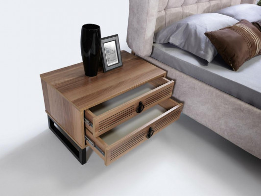 Slaapkamer nachtkastje design bijzettafel hout met metaal luxe nieuw