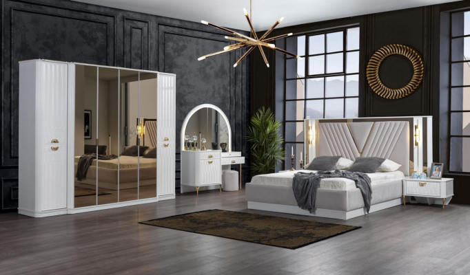 Slaapkamer set Bed 2x Nachtkastjes Kledingkast 5-delig Modern nieuw
