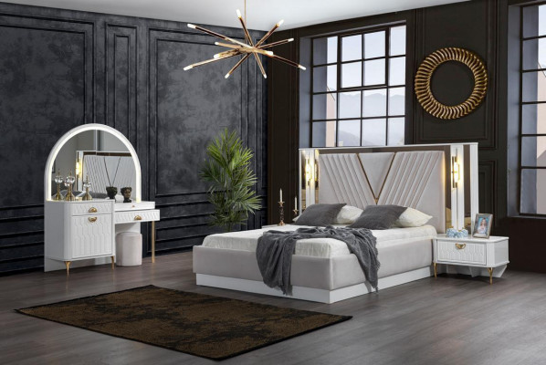 Slaapkamer set Bed 2x Nachtkastjes Kledingkast 5-delig Modern nieuw