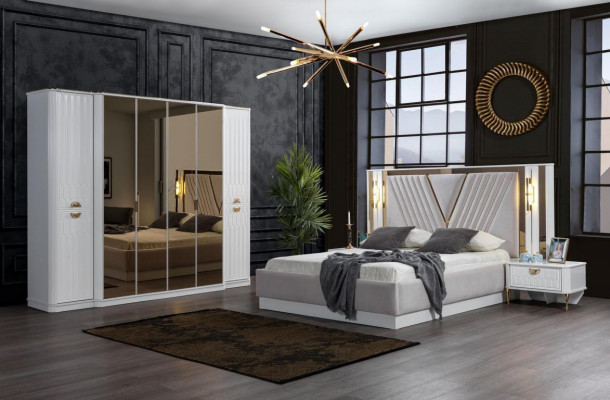 Slaapkamer set Bed 2x Nachtkastjes Kledingkast 5-delig Modern nieuw