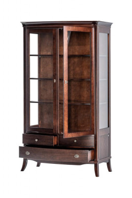 Woonkamer meubels Klassieke vitrine Hout Glas Glazen kast Kast Vitrines Nieuw.