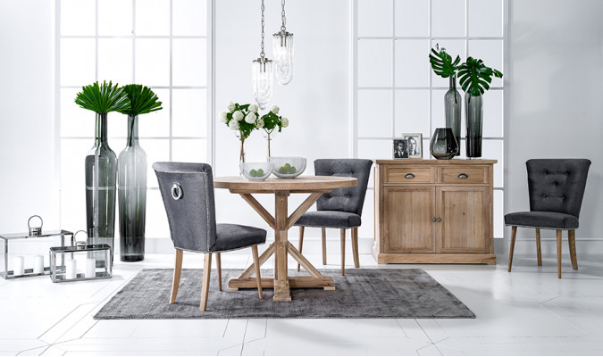 Klassieke design ronde tafel Ronde tafel Houten tafels 110/140 cm Eetkamer Nieuw