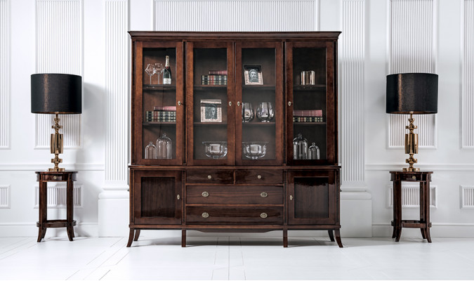 Wandkast Edele dressoir Houten barokstijl Hoogglans buffetvitrine Kast