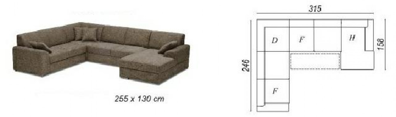 Luxe U-vormige gestoffeerde bank in elegante eigentijdse stijl met verfijnde details.