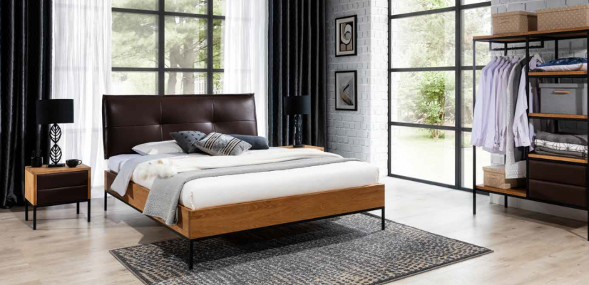 3-delige complete set houten slaapkamer Loftstijl ontwerp Bed commode kast Nieuw