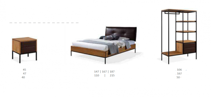 3-delige complete set houten slaapkamer Loftstijl ontwerp Bed commode kast Nieuw