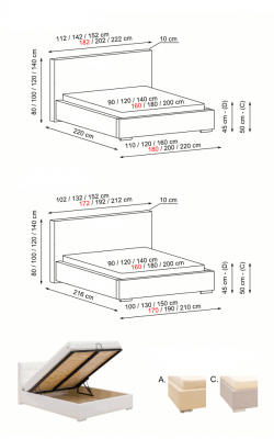 Bed Tweepersoonsbed Designerbedden Tweepersoonslederen bekleding Textielbed Stofbed