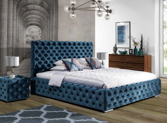 Chesterfield gestoffeerde fluwelen velvet tweepersoonsbed luxe design bedden dubbel