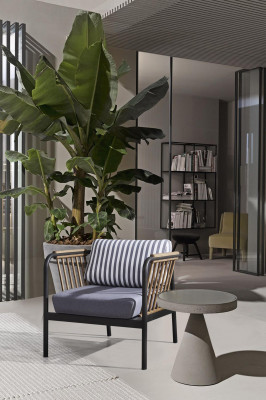 Ontwerpbank 2-zitsstof 2x fauteuil gestoffeerde banken textiel salontafel nieuw