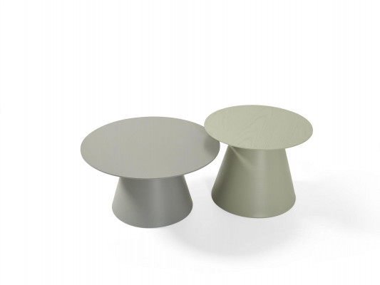 Ronde salontafelset 2-delig. Woonkamer houten bijzettafels Luxe stijl tafel