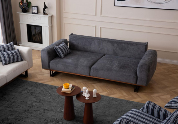 Bank 230cm Zitkussen 3-zits Bank Grijs Designmeubels Woonkamer
