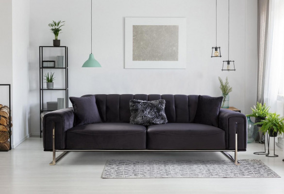 Bank 230cm Zitkussen 3-zits Bank Grijs Designmeubels Woonkamer