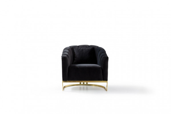 Exclusieve fauteuil luxe zwarte elementen roestvrij staal lounge club meubels
