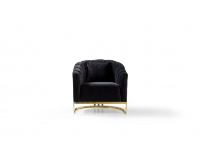 Exclusieve fauteuil luxe zwarte elementen roestvrij staal lounge club meubels