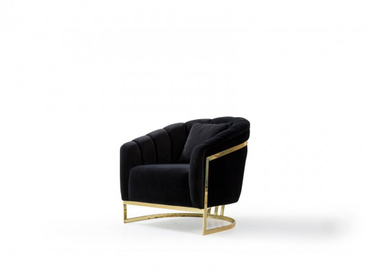 Exclusieve fauteuil luxe zwarte elementen roestvrij staal lounge club meubels