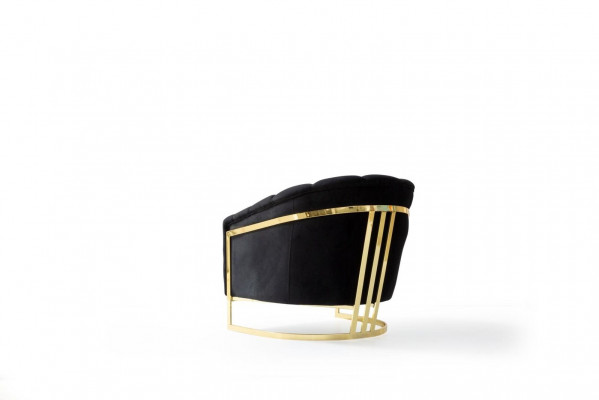 Exclusieve fauteuil luxe zwarte elementen roestvrij staal lounge club meubels