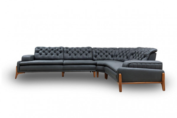 Luxe hoekbank L-vorm met audiosysteem Modern grijs meubels kunstleer