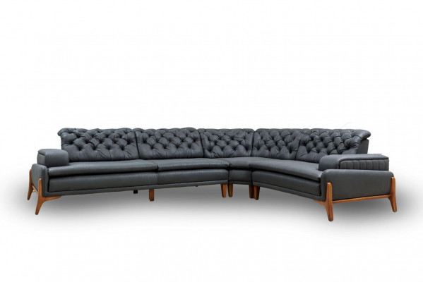 Luxe hoekbank L-vorm met audiosysteem Modern grijs meubels kunstleer