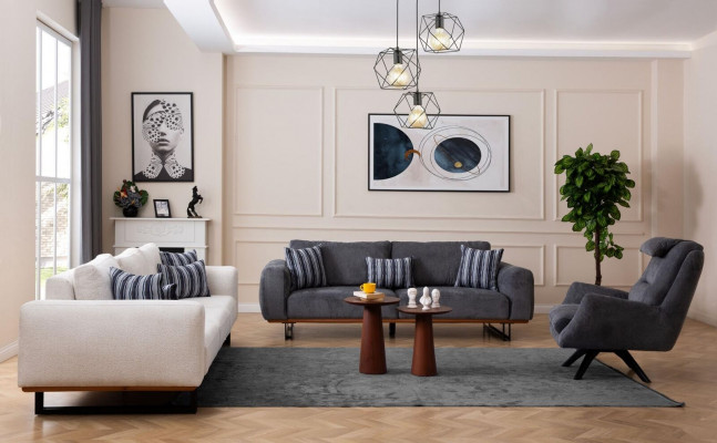 Ontwerp bankstel woonkamerset Moderne sets 4+3+1 zitplaatsen 3-delig.