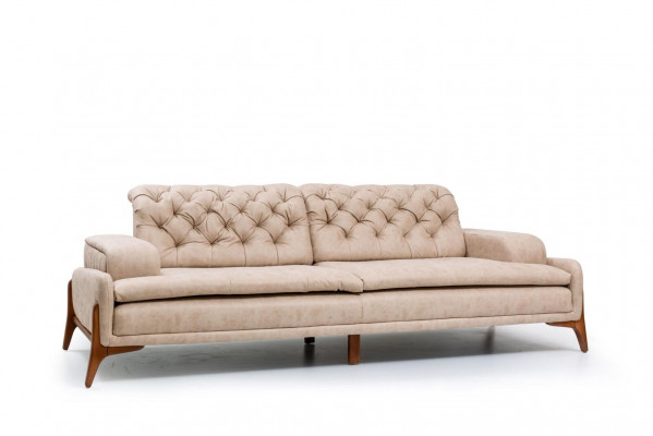 Moderne bank 3-zits ontwerper in beige kleur, stijl 240 cm woonkamer beige banken