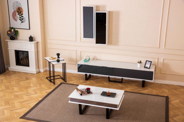 Modern woonkamerset 6-delig tv-standaard design wandkast hout meubilair