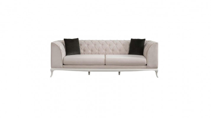 Woonkamer stoffen bankstel met drie zitplaatsen Chesterfield bank bankstel 3-zits beige stof  Woonkamer stoffen bankstel met drie zitplaatsen Chesterfield bank bankstel 3-zits beige stof
