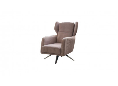 Luxe fauteuil met één zitplaats, stof, woonkamer design, beige bekleding.