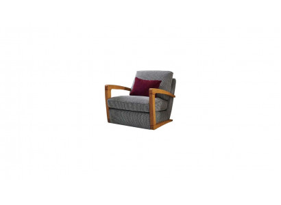 Fauteuil eenzitter stof woonkamer klassiek grijs gestoffeerd zitje zitten.
